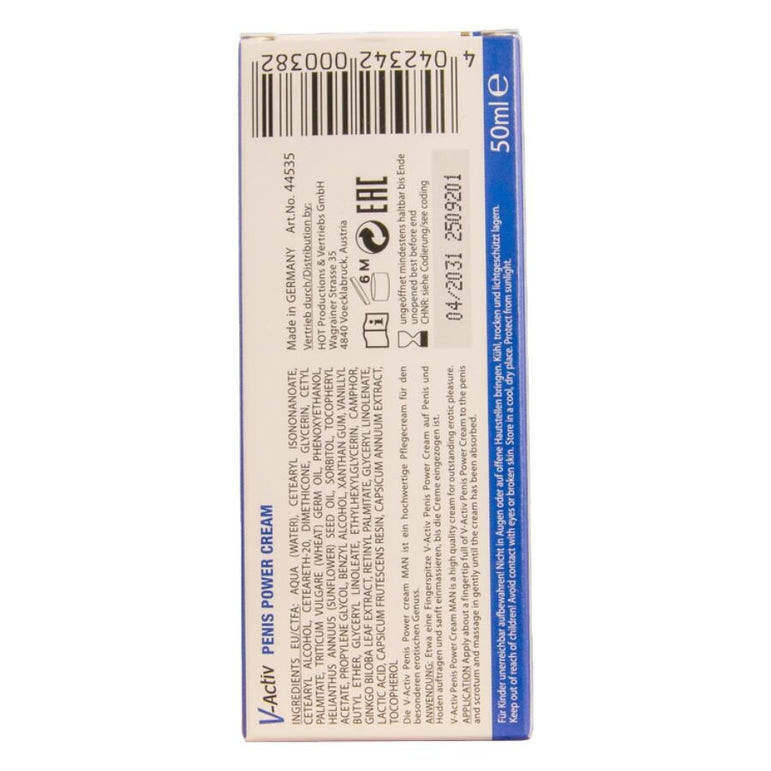 HOT - CRÈME STIMULANTE POUR LE PÉNIS V-ACTIV POUR HOMMES 50 ML