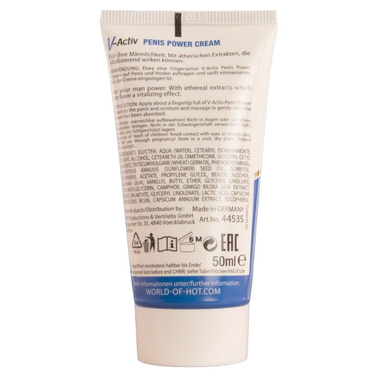 HOT - CRÈME STIMULANTE POUR LE PÉNIS V-ACTIV POUR HOMMES 50 ML