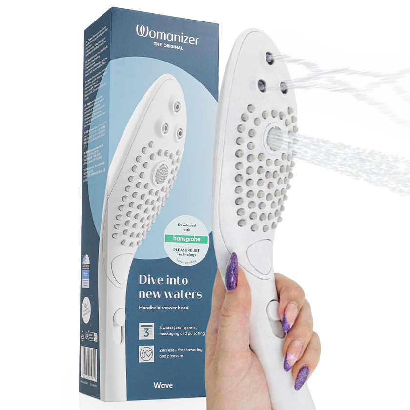 WOMANIZER - POMMEAU DE DOUCHE STIMULANT CLITORIAL WAVE BLANC