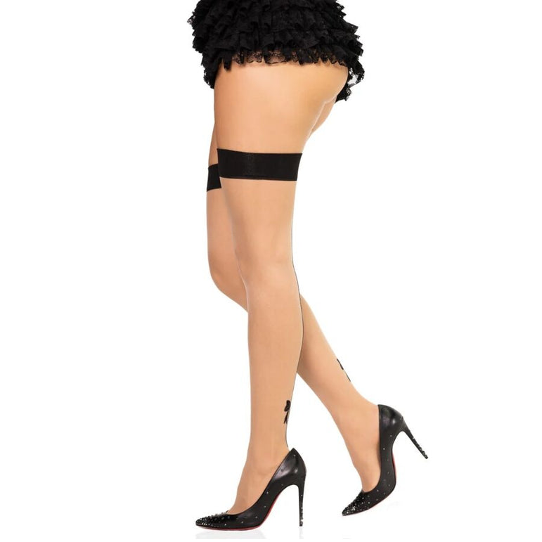 LEG AVENUE - 1963 BAS EN SPANDEX À COUTURE ARRIÈRE NOIRS - TAILLE UNIQUE
