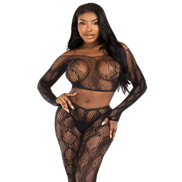 LEG AVENUE - 89373 HAUT COURT EN PYTHON ET COLLANTS SANS PIEDS NOIRS - TAILLE UNIQUE