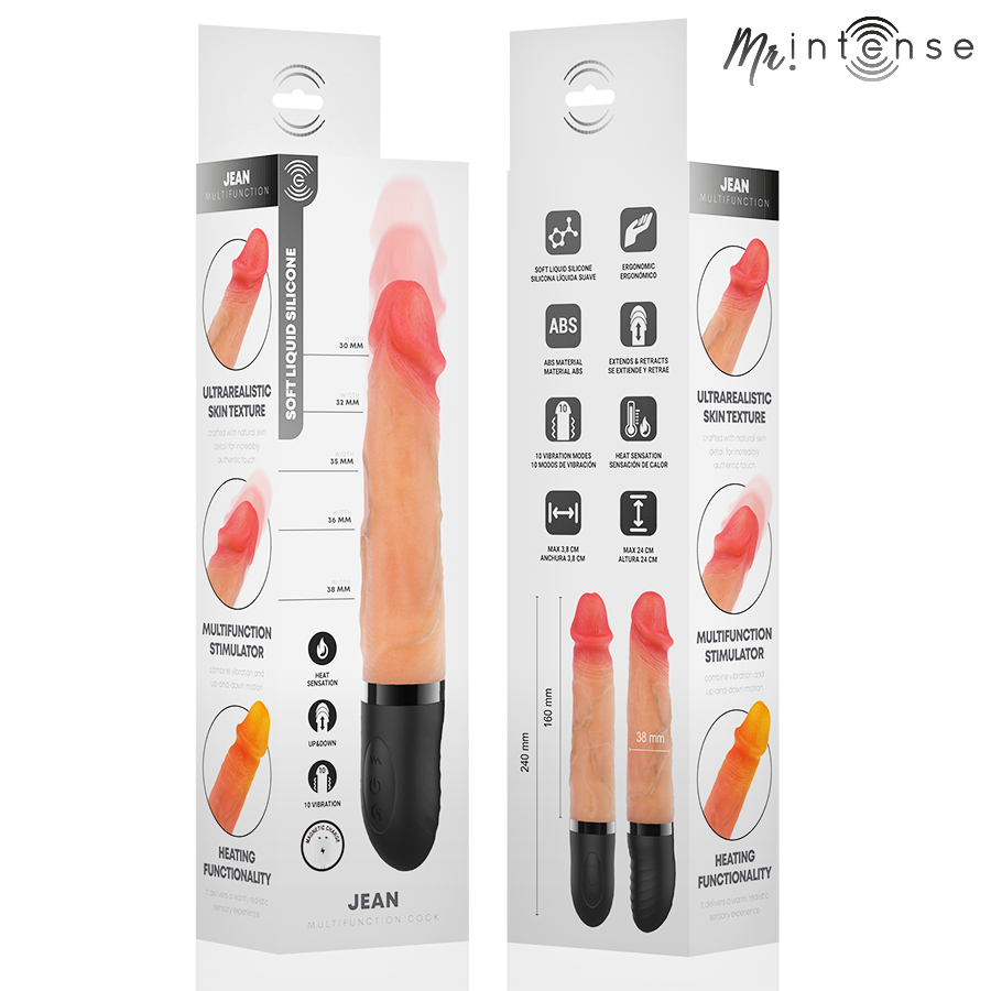 MR INTENSE - JEAN VIBRATEUR HAUT ET BAS AVEC EFFET CHAUFFANT 24 CM -Ø- 3,8 CM