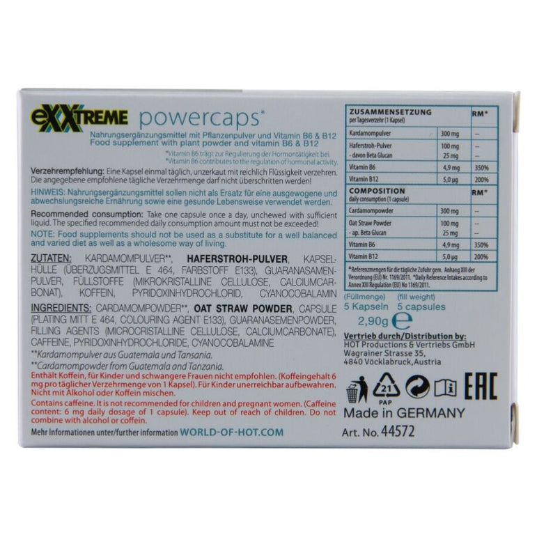 HOT - EXXTREME CAPSULES PUISSANCE MAN 5 UNITÉS