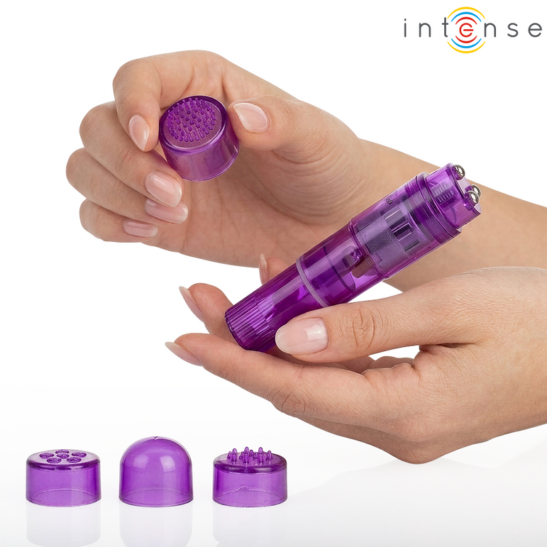 INTENSE - MINI MASSEUR KURT AVEC 4 TÊTES INTERCHANGEABLES VIOLETTE