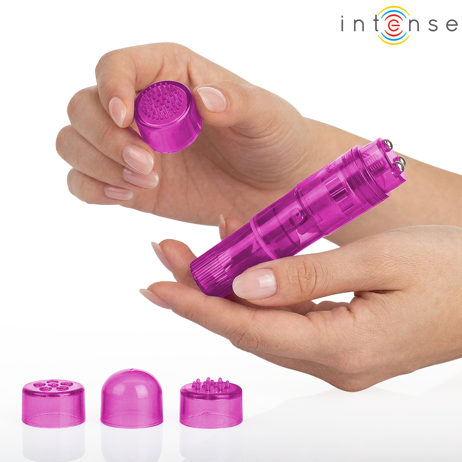 INTENSE - MINI MASSEUR KURT AVEC 4 TÊTES INTERCHANGEABLES ROSE