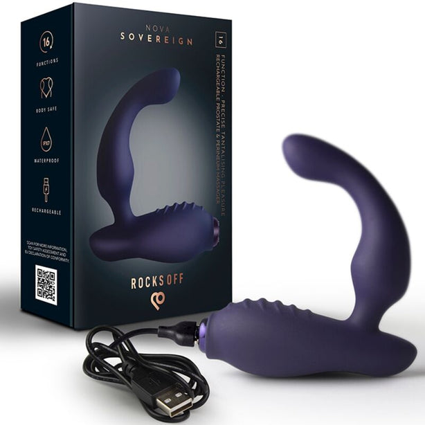 ROCKS-OFF - MINI BAGUETTE RECHARGEABLE 16 FONCTIONS ROSE PIVOINE