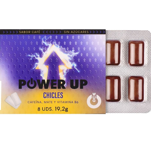 WUG POWER UP – Chewing-gum fonctionnel à la caféine et au café, blister de 8 pièces