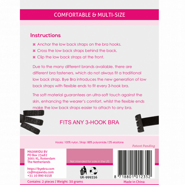 BYE-BRA - ADAPTATEUR DE SOUTIEN-GORGE À DOS OUVERT NOIR & BLANC