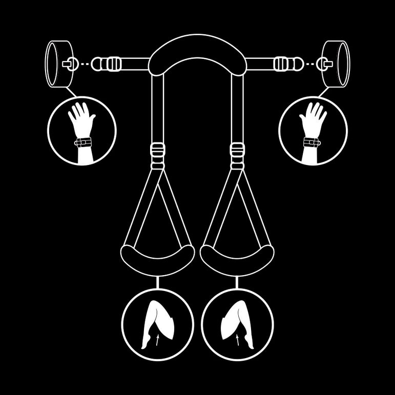 FETISH SUBMISSIVE - POSITION JAMBES OUVERTES AVEC MENOTTES DOUBLÉES EN NOPRÈNE
