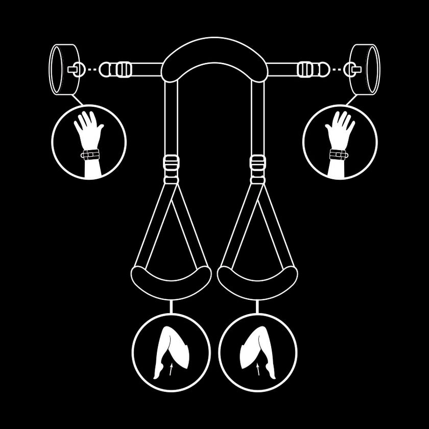 FETISH SUBMISSIVE - POSITION JAMBES OUVERTES AVEC MENOTTES DOUBLÉES EN NOPRÈNE