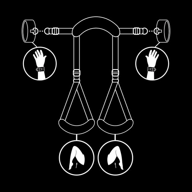 FETISH SUBMISSIVE - POSITION JAMBES OUVERTES AVEC MENOTTES DOUBLÉES EN NOPRÈNE