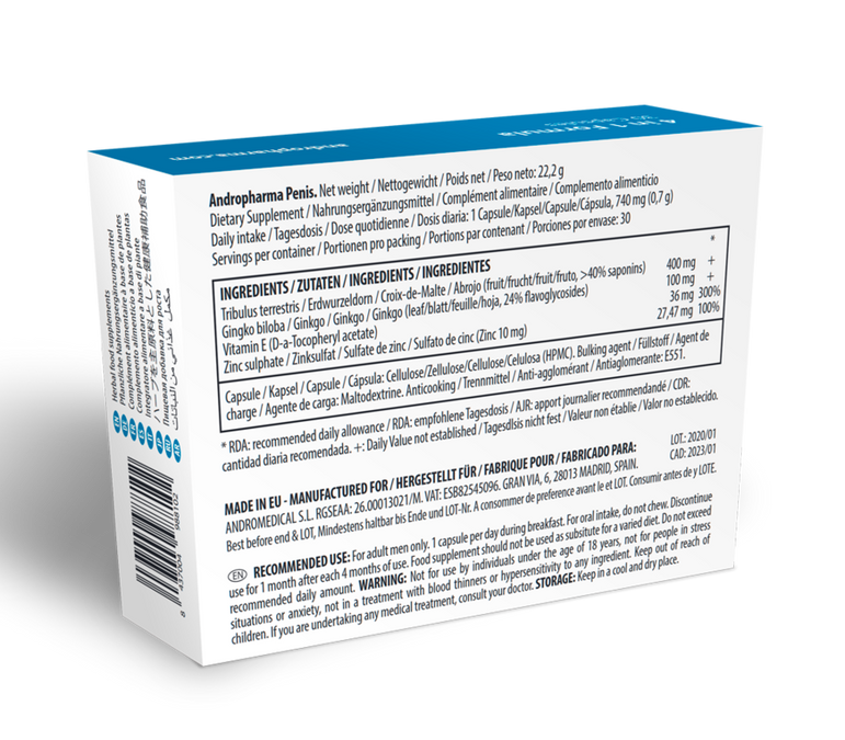 ANDROPHARMA PENIS - SUPPLÉMENT D''AGRANDISSEMENT DU PÉNIS