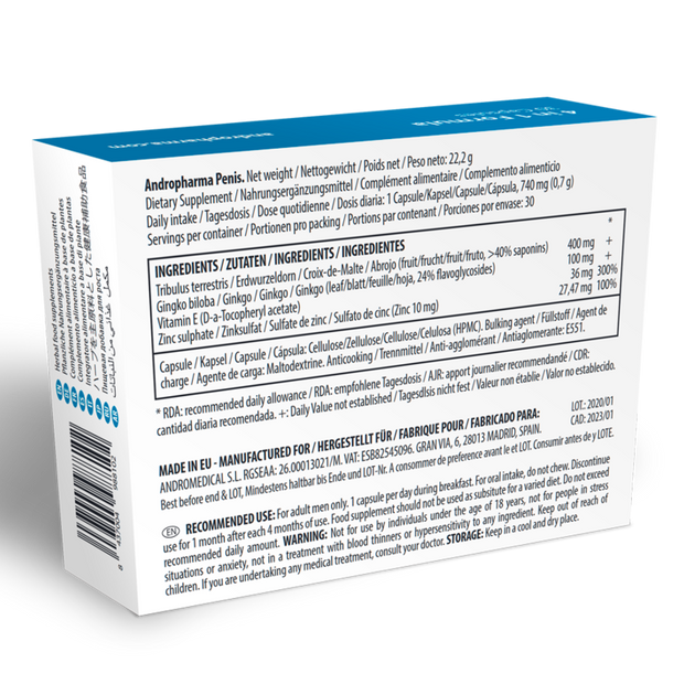ANDROPHARMA PENIS - SUPPLÉMENT D''AGRANDISSEMENT DU PÉNIS