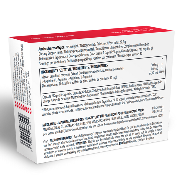 ANDROPHARMA VIGOR - SUPPLÉMENT AMÉLIORATION DE LA LIBIDO
