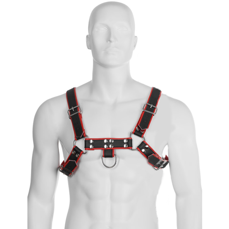 LEATHER BODY - HARNAIS CHAÎNE III NOIR / ROUGE