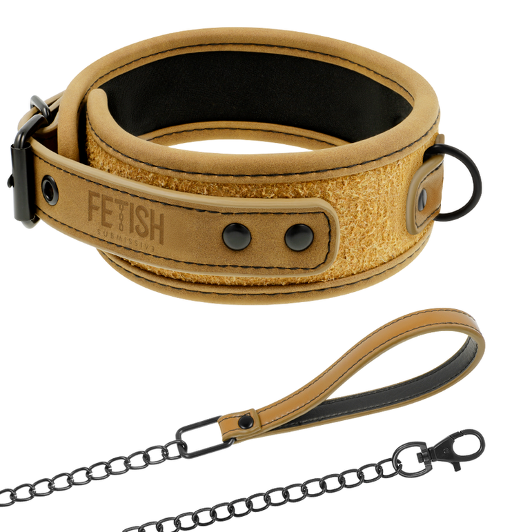 FETISH SUBMISSIVE ORIGIN - COLLIER CHAÎNE DOUBLÉE DE NÉOPRÈNE