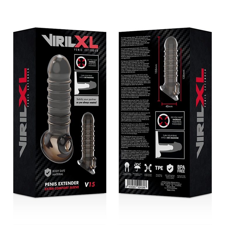 VIRILXL - EXTENSION ET GAINE DE PÉNIS V15 NOIRE